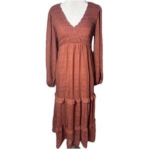 Anthropology Moon River XS Cottagecore tiered Maxi Dress Long Puff Sleeves